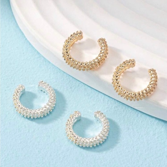 Gold & Silver 4pc Textured Ear Cuffs - Picture 2 of 2